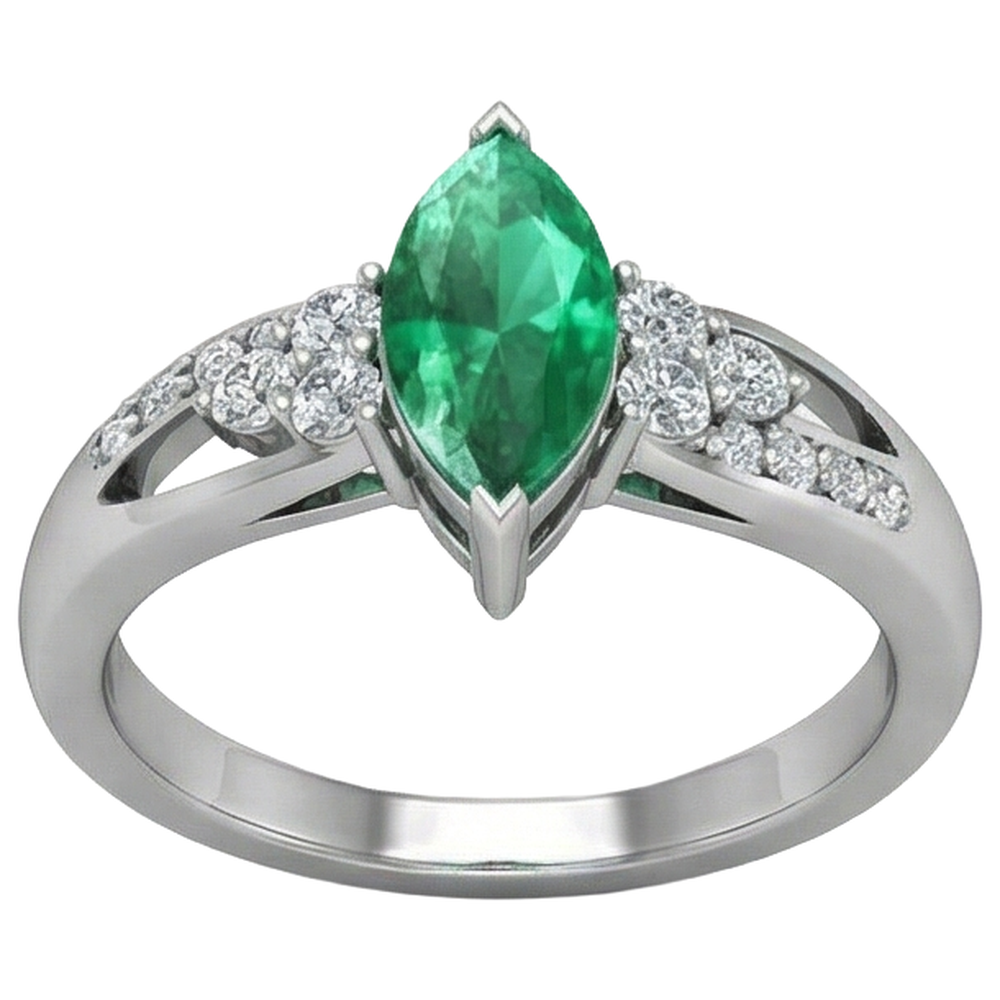 Green Emerald GIA With Natural Earth Mined Diamonds 2.75 Ct. Engagement Ring White Gold 14K