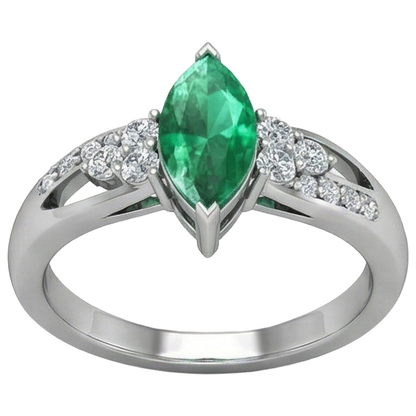 Green Emerald GIA With Natural Earth Mined Diamonds 2.75 Ct. Engagement Ring White Gold 14K