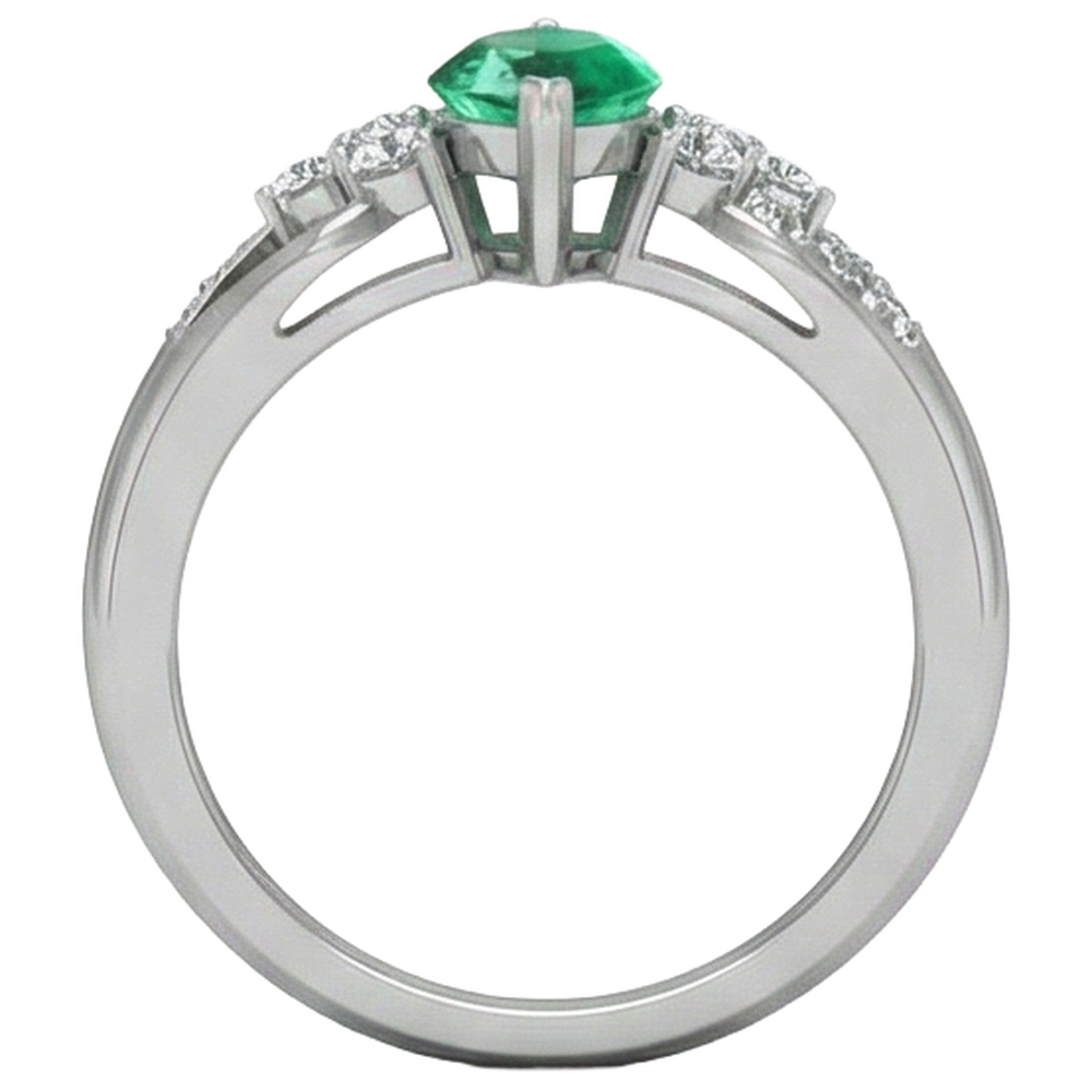 Green Emerald GIA With Natural Earth Mined Diamonds 2.75 Ct. Engagement Ring White Gold 14K