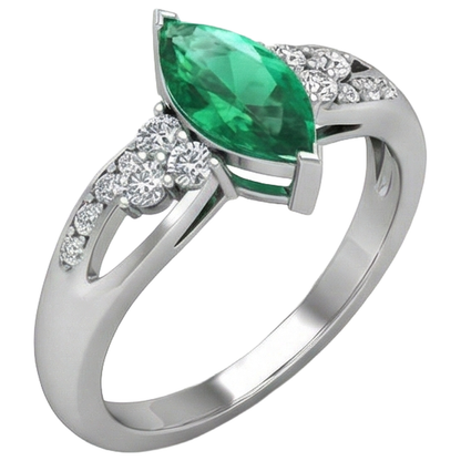 Green Emerald GIA With Natural Earth Mined Diamonds 2.75 Ct. Engagement Ring White Gold 14K