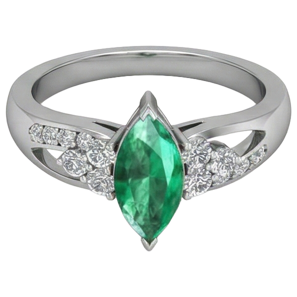 Green Emerald GIA With Natural Earth Mined Diamonds 2.75 Ct. Engagement Ring White Gold 14K