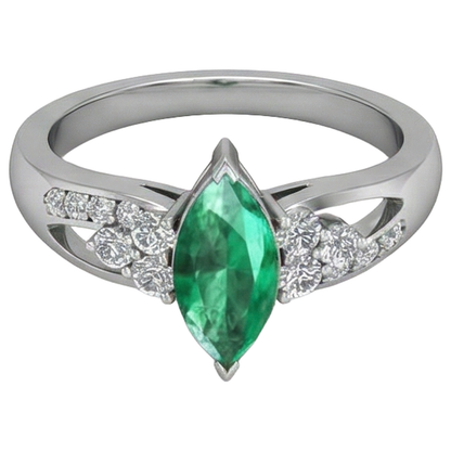 Green Emerald GIA With Natural Earth Mined Diamonds 2.75 Ct. Engagement Ring White Gold 14K