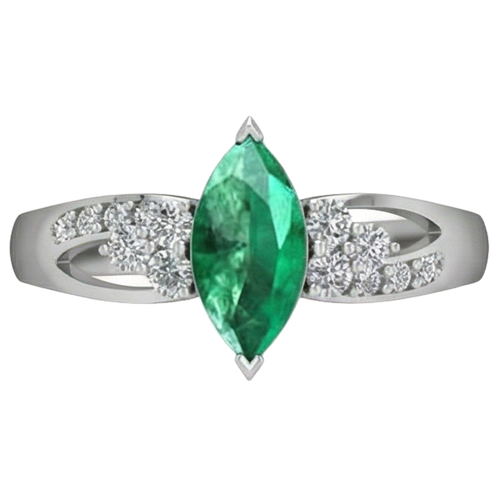 Green Emerald GIA With Natural Earth Mined Diamonds 2.75 Ct. Engagement Ring White Gold 14K