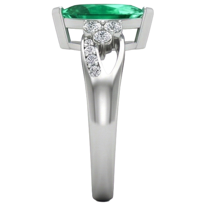 Green Emerald GIA With Natural Earth Mined Diamonds 2.75 Ct. Engagement Ring White Gold 14K