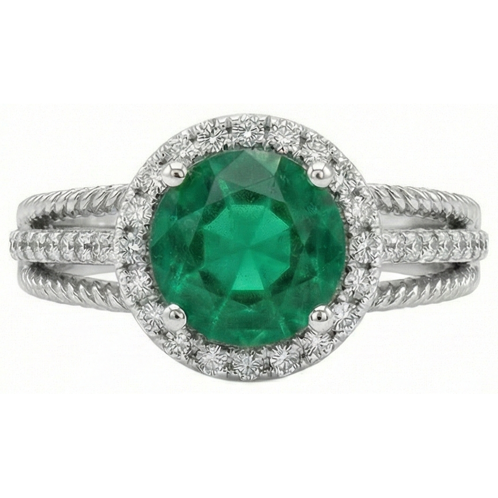 Green Emerald GIA With Natural Earth Mined Diamonds 3.60 Carats Wedding Ring 14K White Gold