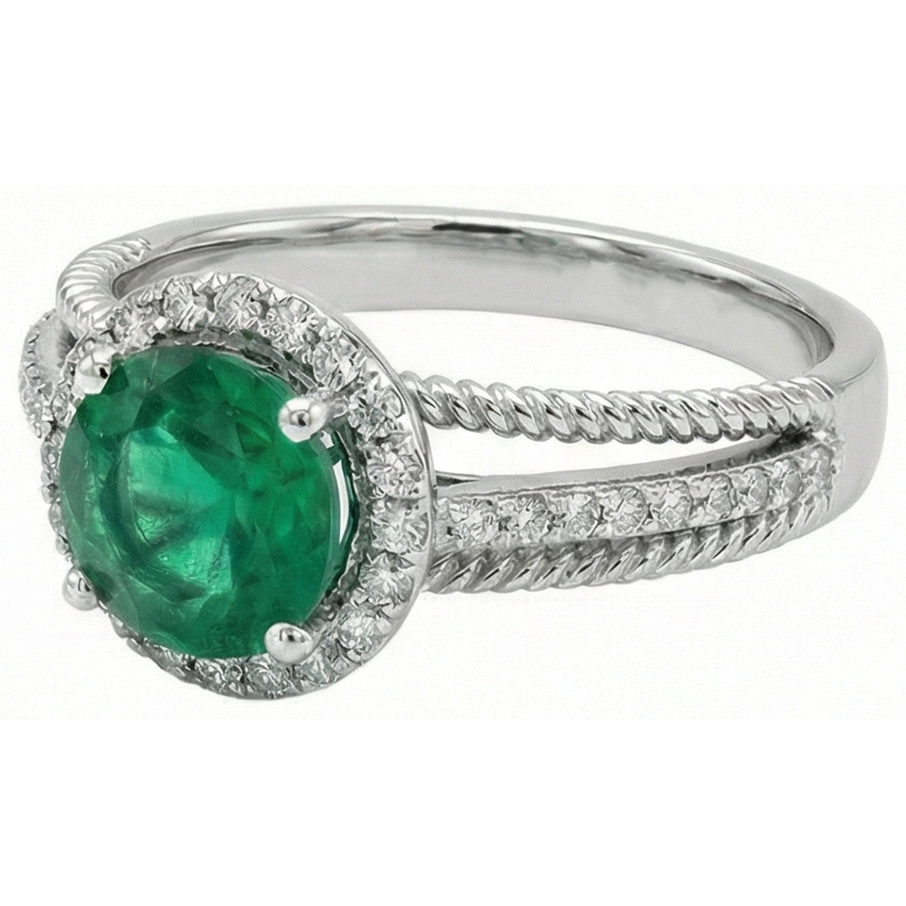 Green Emerald GIA With Natural Earth Mined Diamonds 3.60 Carats Wedding Ring 14K White Gold