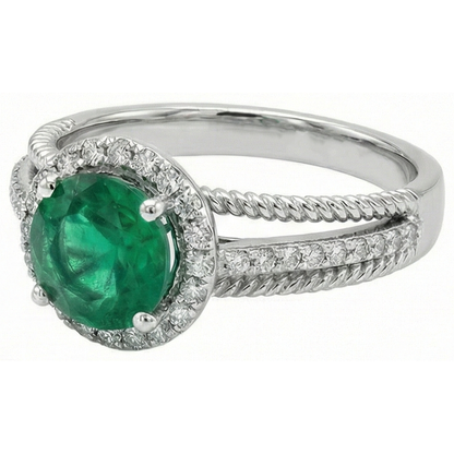Green Emerald GIA With Natural Earth Mined Diamonds 3.60 Carats Wedding Ring 14K White Gold