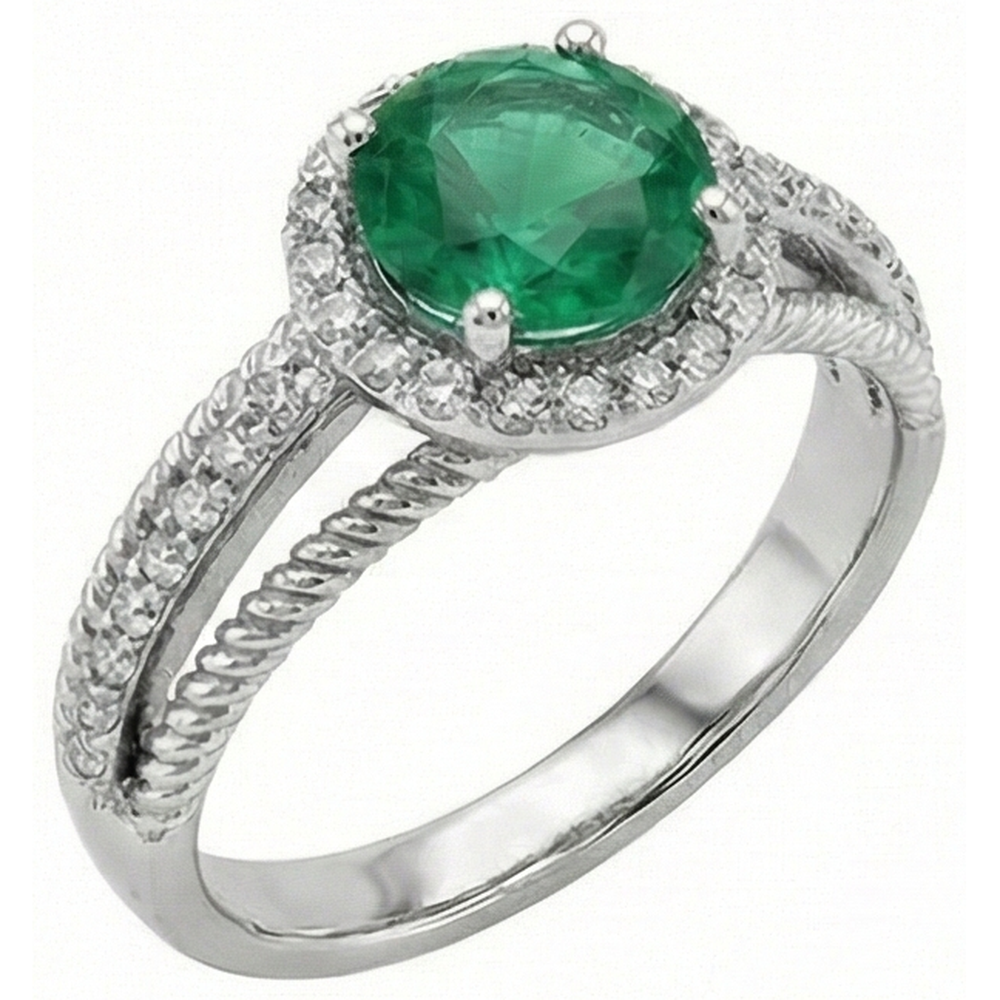 Green Emerald GIA With Natural Earth Mined Diamonds 3.60 Carats Wedding Ring 14K White Gold