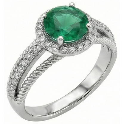 Green Emerald GIA With Natural Earth Mined Diamonds 3.60 Carats Wedding Ring 14K White Gold