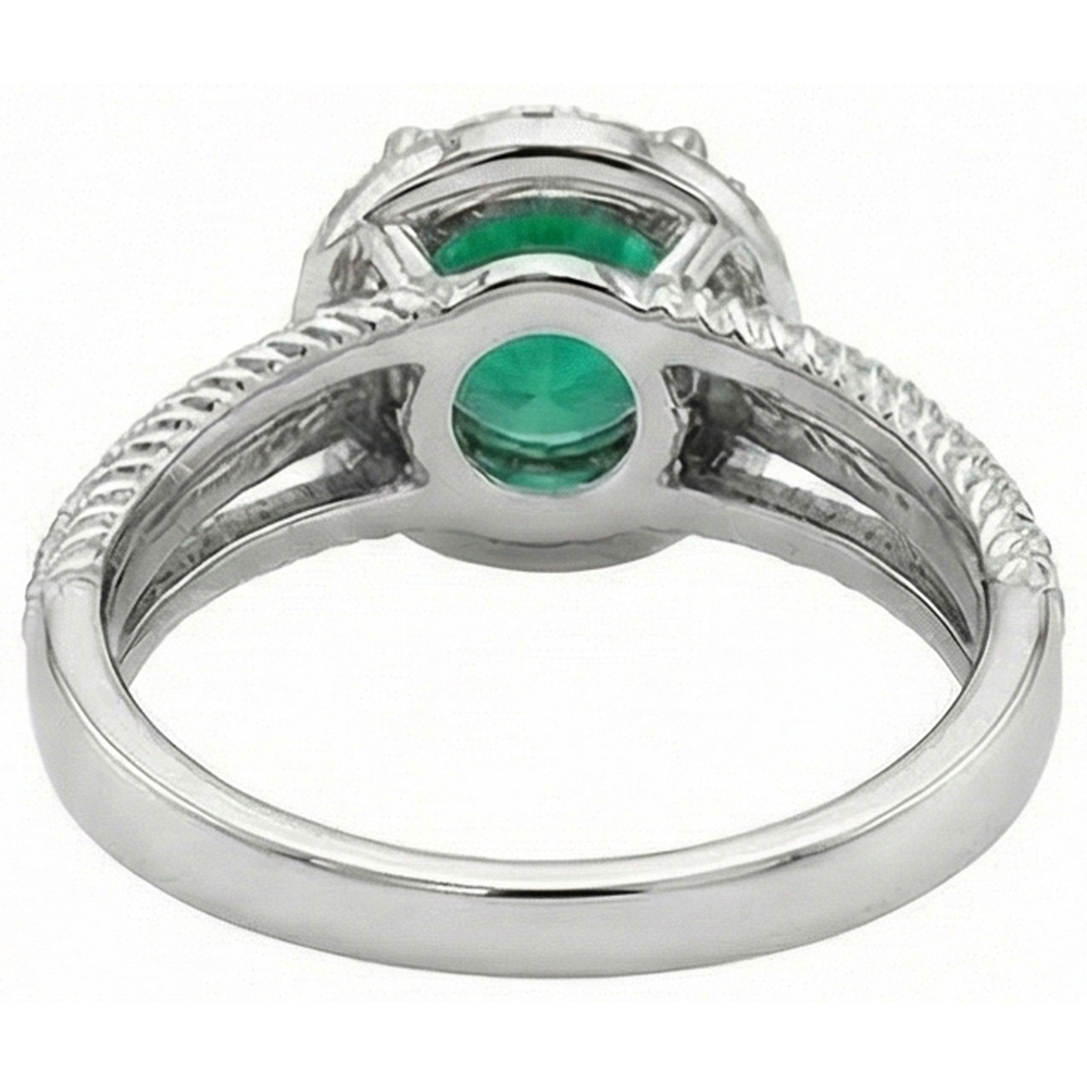 Green Emerald GIA With Natural Earth Mined Diamonds 3.60 Carats Wedding Ring 14K White Gold