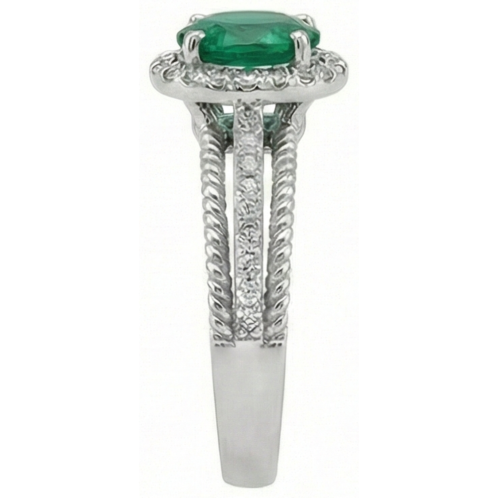 Green Emerald GIA With Natural Earth Mined Diamonds 3.60 Carats Wedding Ring 14K White Gold