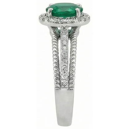 Green Emerald GIA With Natural Earth Mined Diamonds 3.60 Carats Wedding Ring 14K White Gold