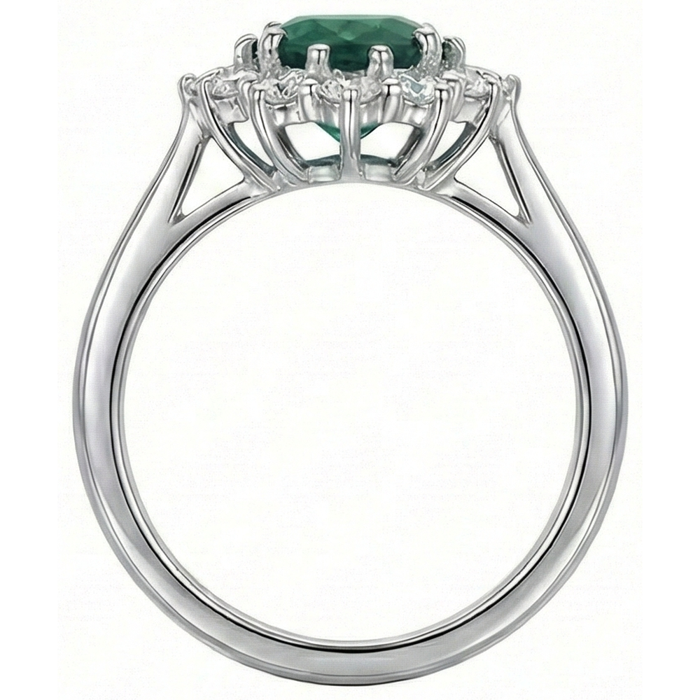 Green Emerald GIA With Natural Earth Mined Diamonds Engagement Ring 3.50 Carats White Gold 14K