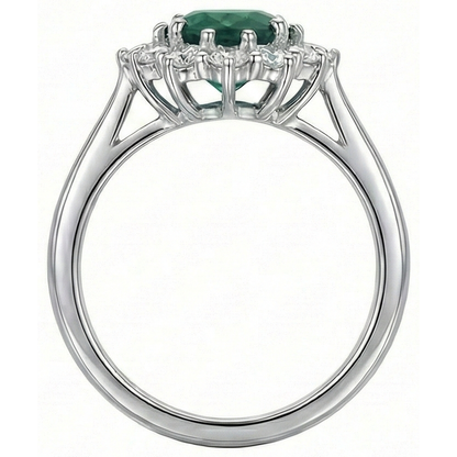 Green Emerald GIA With Natural Earth Mined Diamonds Engagement Ring 3.50 Carats White Gold 14K