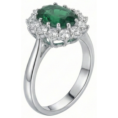 Green Emerald GIA With Natural Earth Mined Diamonds Engagement Ring 3.50 Carats White Gold 14K
