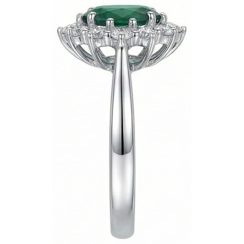 Green Emerald GIA With Natural Earth Mined Diamonds Engagement Ring 3.50 Carats White Gold 14K