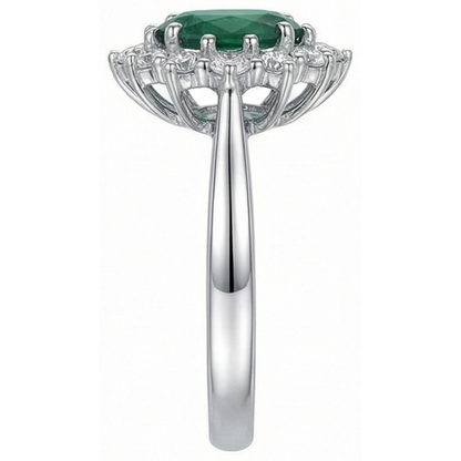 Green Emerald GIA With Natural Earth Mined Diamonds Engagement Ring 3.50 Carats White Gold 14K