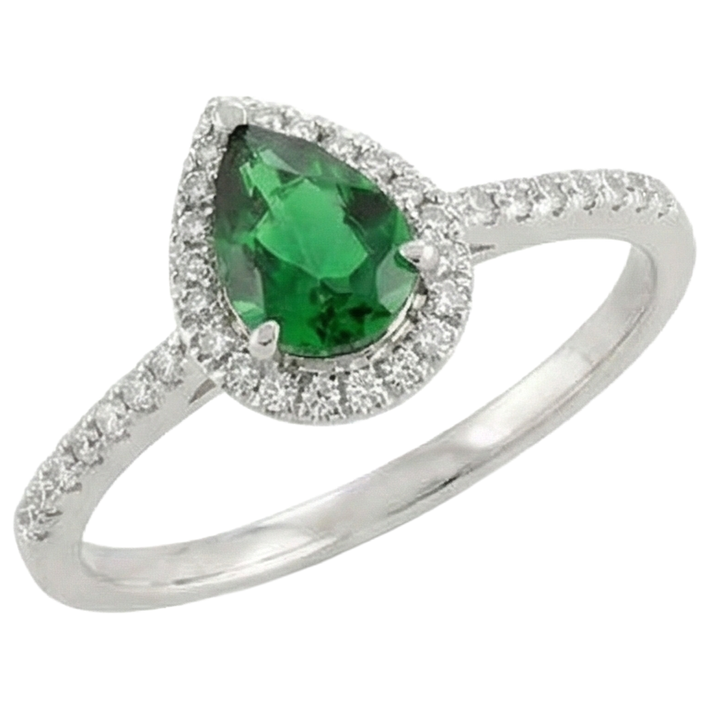 Green Emerald GIA With White Natural Earth Mined Diamonds 5.70 Ct. Ring 14K White Gold 14K