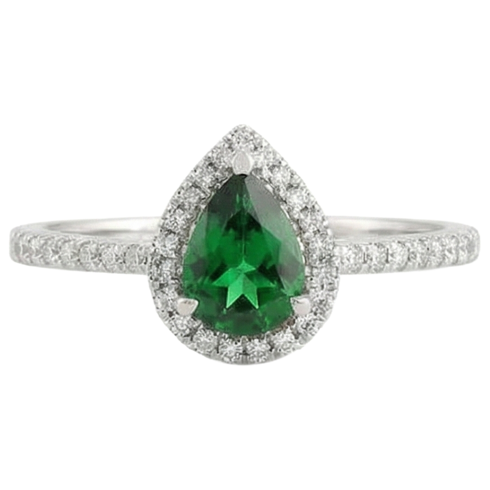 Green Emerald GIA With White Natural Earth Mined Diamonds 5.70 Ct. Ring 14K White Gold 14K