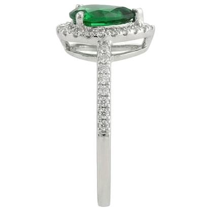 Green Emerald GIA With White Natural Earth Mined Diamonds 5.70 Ct. Ring 14K White Gold 14K