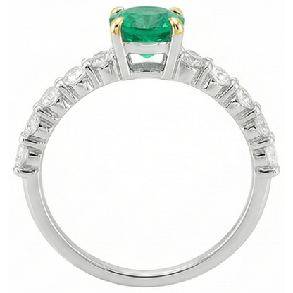 Natural Real ( Not Lab Grown ) Green Emerald GIA Womens Jewelry Round Diamond Ring