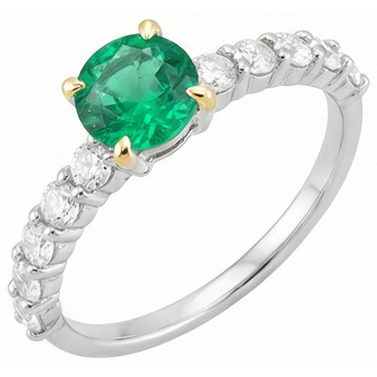 Natural Real ( Not Lab Grown ) Green Emerald GIA Womens Jewelry Round Diamond Ring