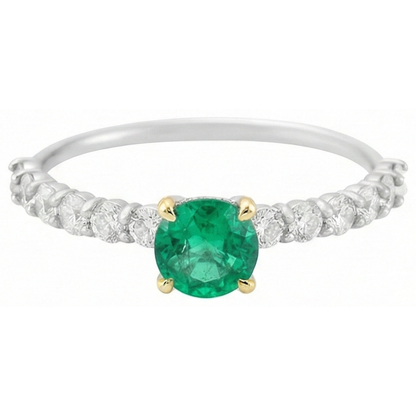 Natural Real ( Not Lab Grown ) Green Emerald GIA Womens Jewelry Round Diamond Ring