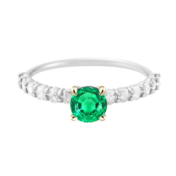Green Emerald Womens Jewelry Round Diamond Ring