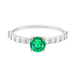 Natural Real ( Not Lab Grown ) Green Emerald GIA Womens Jewelry Round Diamond Ring