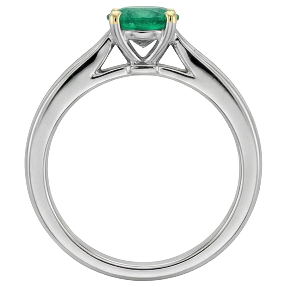 Natural Real ( Not Lab Grown ) Green Emerald GIA Womens Ring Solitaire Classy