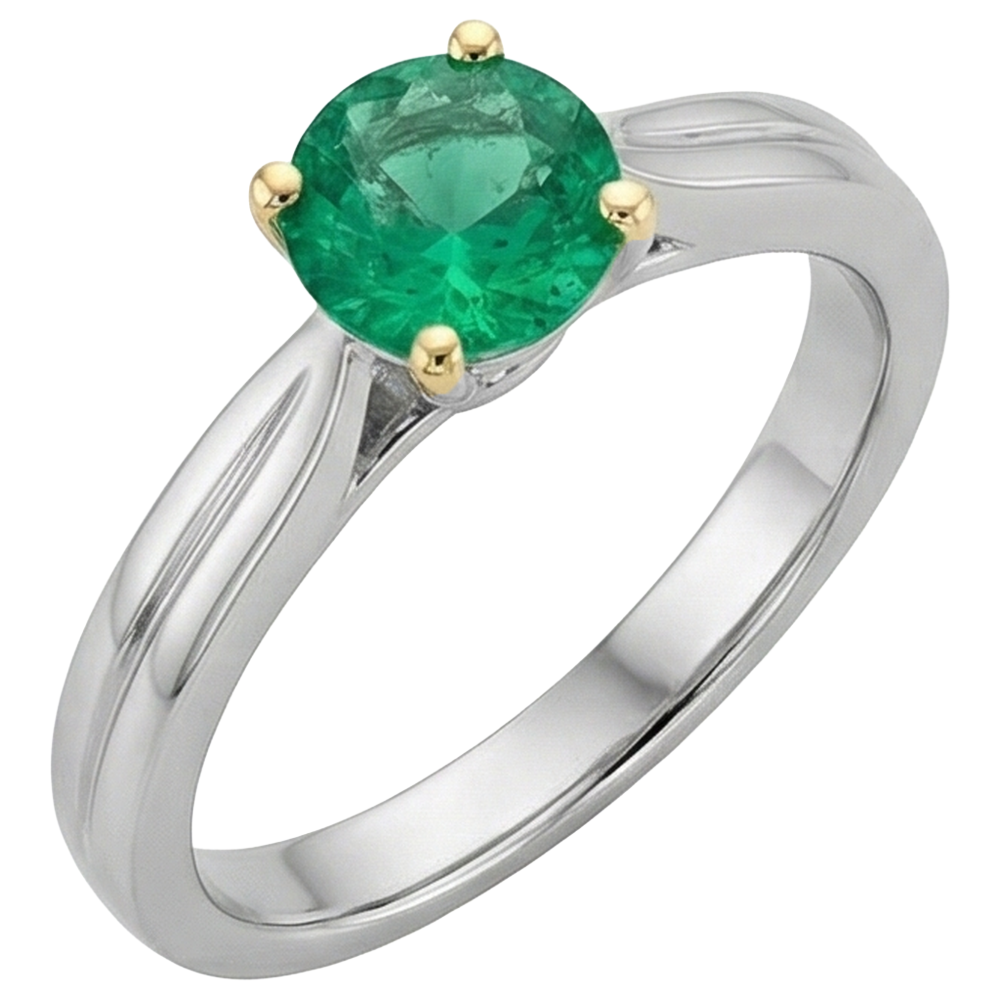 Natural Real ( Not Lab Grown ) Green Emerald GIA Womens Ring Solitaire Classy