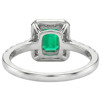 Natural Real ( Not Lab Grown ) Green Emerald GIA & Diamond Halo Ring Gold Wedding Jewelry