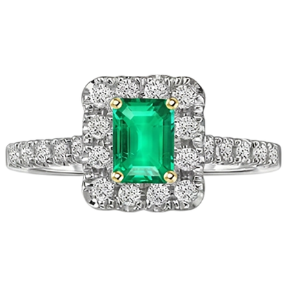 Natural Real ( Not Lab Grown ) Green Emerald GIA & Diamond Halo Ring Gold Wedding Jewelry