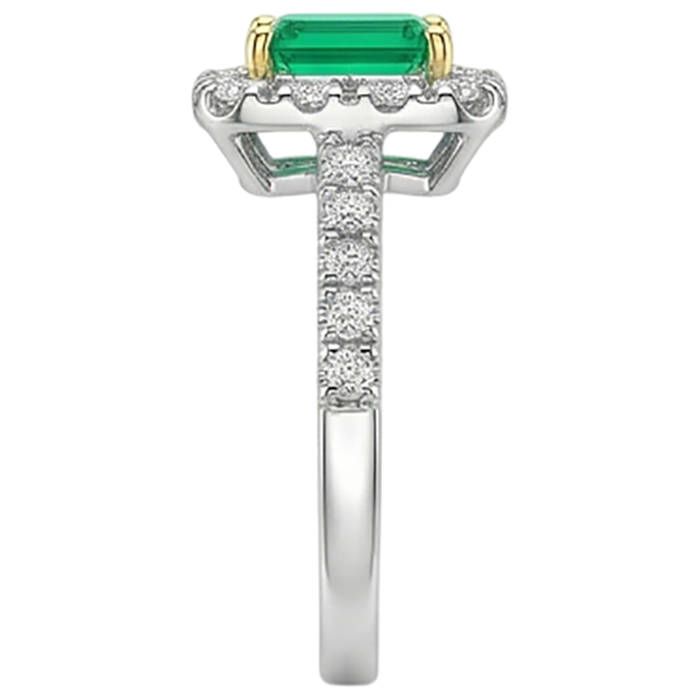 Natural Real ( Not Lab Grown ) Green Emerald GIA & Diamond Halo Ring Gold Wedding Jewelry