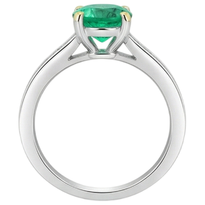 Natural Real ( Not Lab Grown ) Green Emerald GIA & Princess Diamond Ring Channel Set Gold 14K