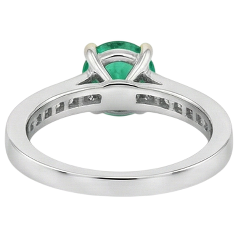 Natural Real ( Not Lab Grown ) Green Emerald GIA & Princess Diamond Ring Channel Set Gold 14K