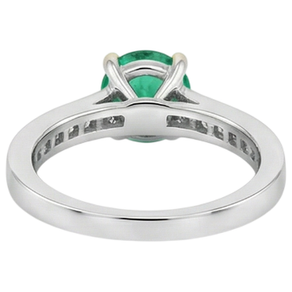 Natural Real ( Not Lab Grown ) Green Emerald GIA & Princess Diamond Ring Channel Set Gold 14K