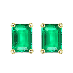 Green Emerald Gemstone Stud Earrings