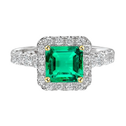 Green Emerald Gold Wedding Ring Asscher Cut Gemstone