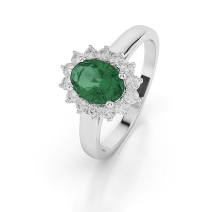 natural round emerald 3.50ct ring front view