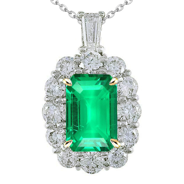 natural round emerald 6ct pendant front view