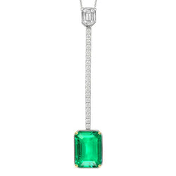 Natural Real ( Not Lab Grown ) Green Emerald GIA Gemstone Pendant Long Women’s Necklace