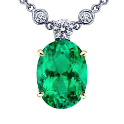 Natural Emerald Pendant 8ct - Two Tone 14K Gold