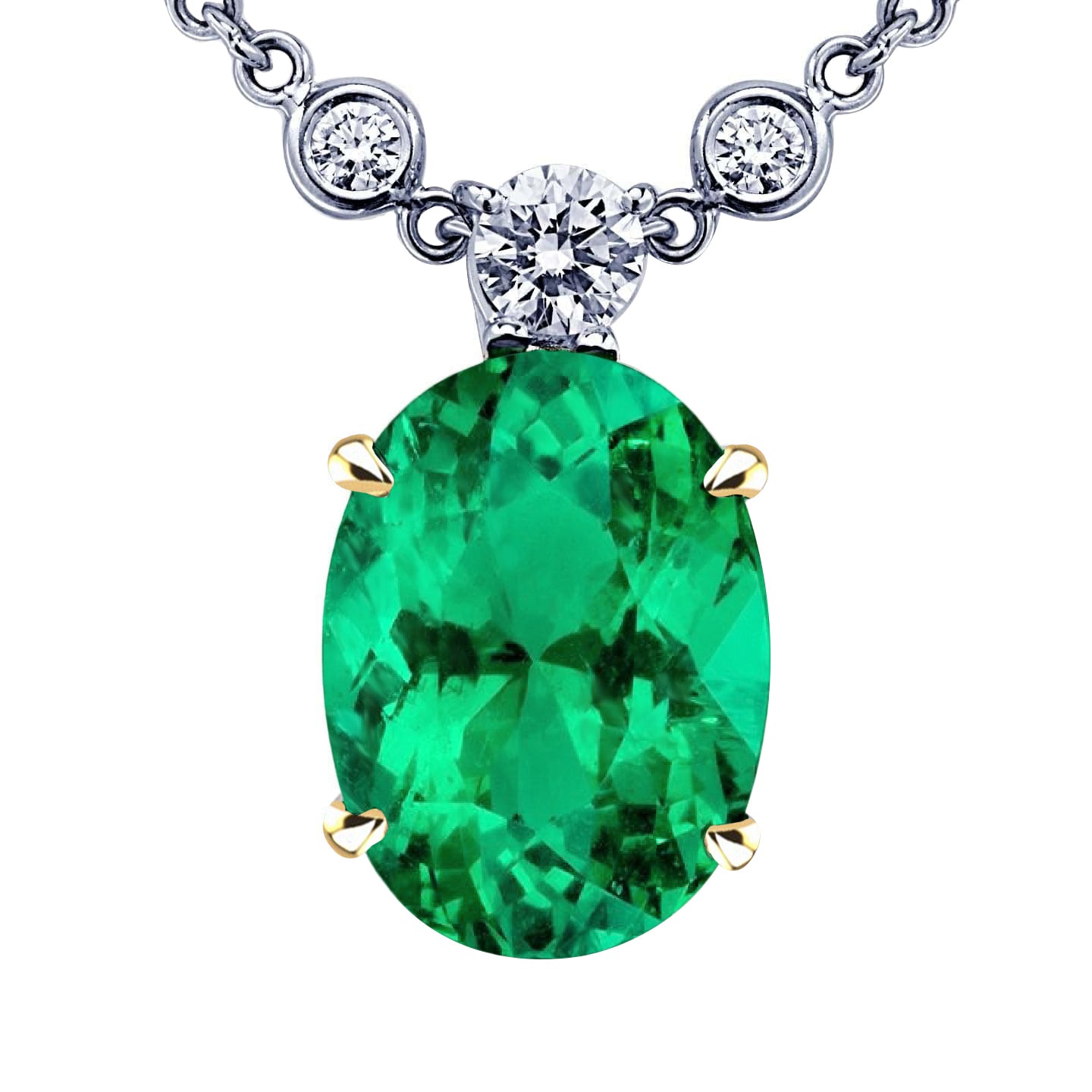 natural round emerald 8ct pendant front view