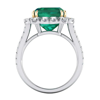 Green Emerald With Diamond Ring