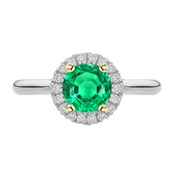 Natural Real ( Not Lab Grown ) Green Emerald GIA Halo Ring For Engagement