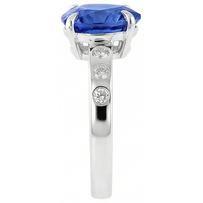 Natural Real ( Not Lab Grown )  Gypsy Gemstone Jewelry Trillion Sapphire Ring Flush Setting 2 Carats
