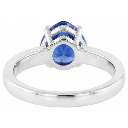 Natural Real ( Not Lab Grown )  Gypsy Gemstone Jewelry Trillion Sapphire Ring Flush Setting 2 Carats