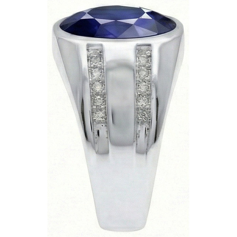 Gypsy Gemstone Vintage Style Oval Blue Sapphire Mens IGI CERTIFIED Diamond Ring