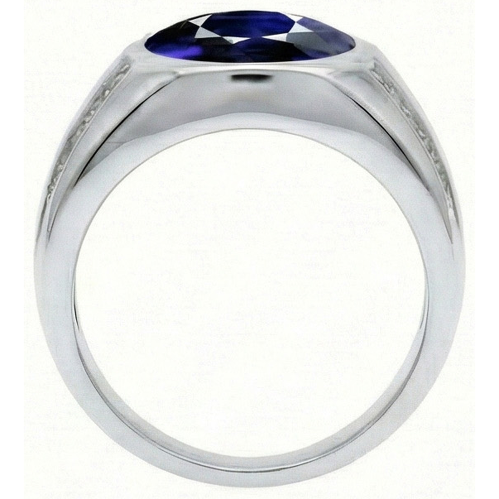 Gypsy Gemstone Vintage Style Oval Blue Sapphire Mens IGI CERTIFIED Diamond Ring